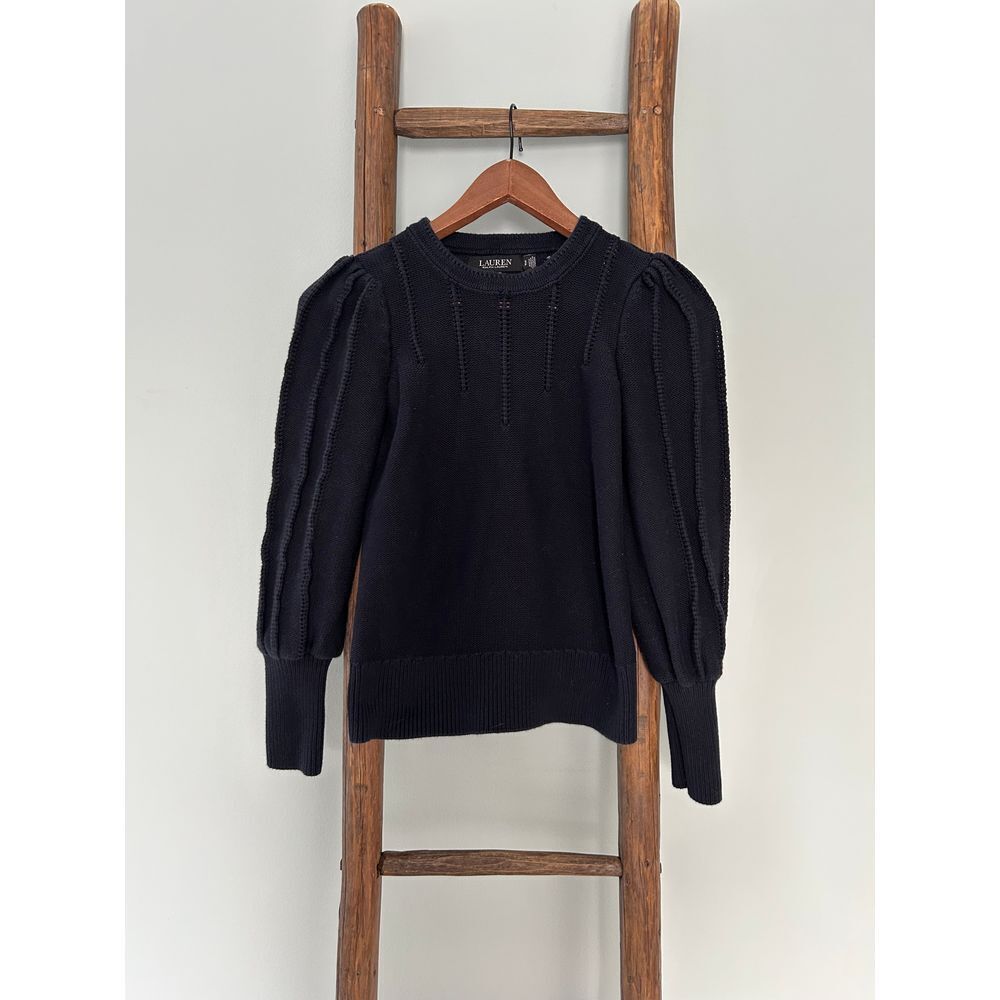 Lauren Ralph Lauren Sweater Women's Navy Blue,‎ pUff Sleeves. Size SP